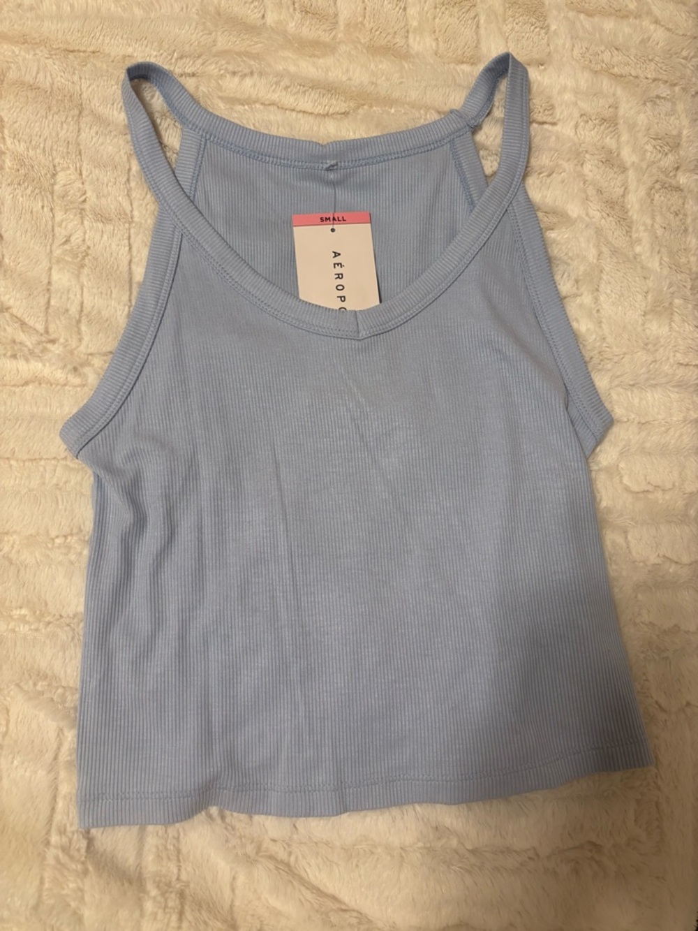 Aeropostale Baby Blue Ribbed Cropped Tank
